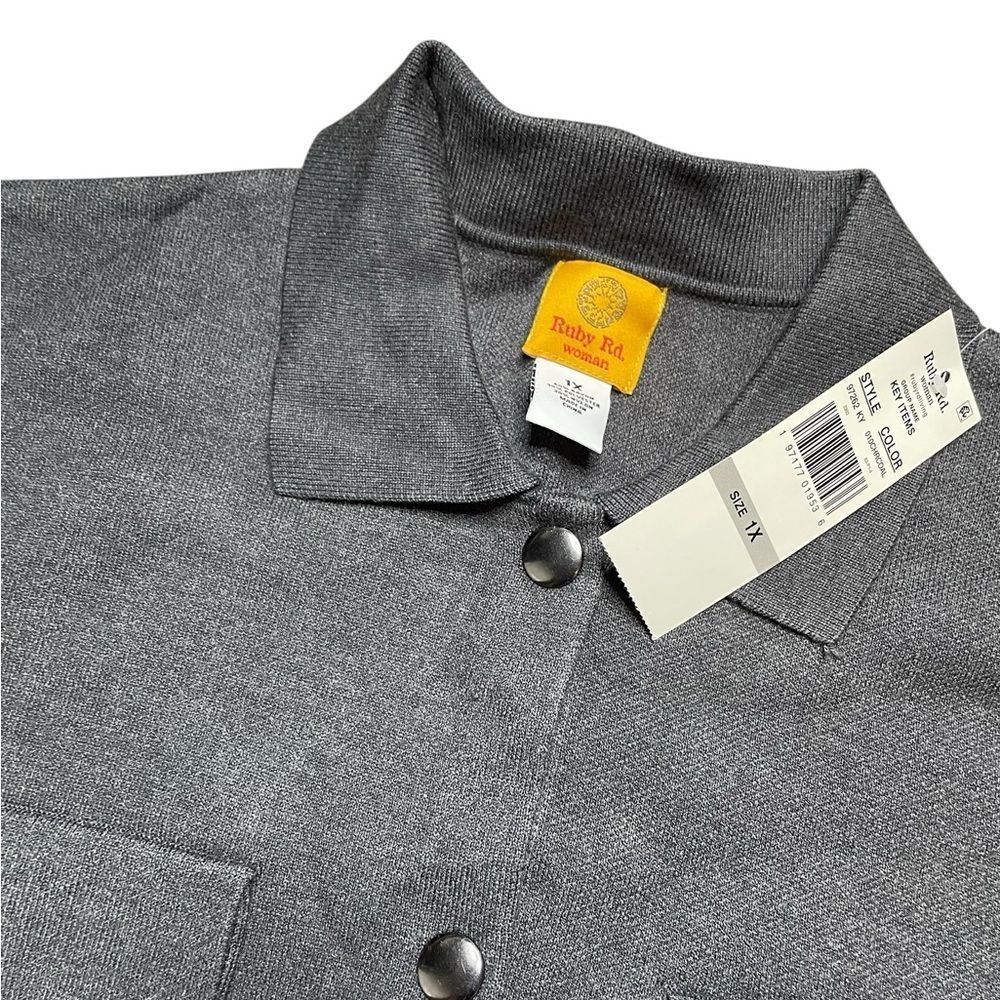 NWT Ruby Rd. Solid Sweater Jacket Charcoal Gray S… - image 6